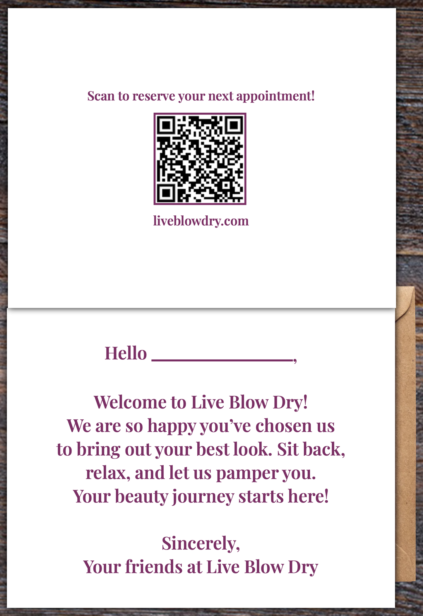 Custom Cards for Live Blow Dry