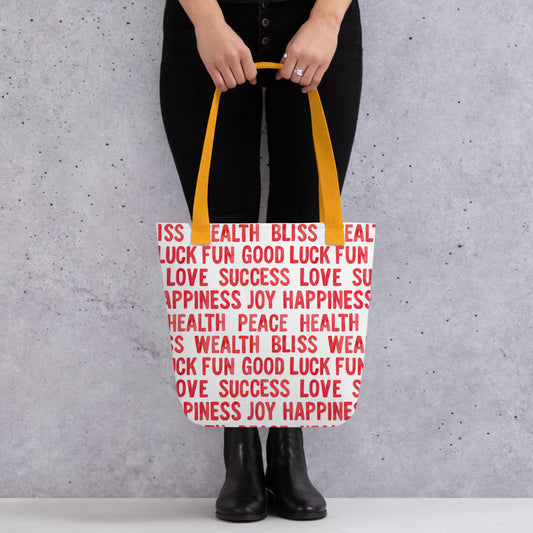 Well Wishes Words Tote bag- reusable bags - shopping bag - grocery bags - day bag - travel bag - beach - gift ideas
