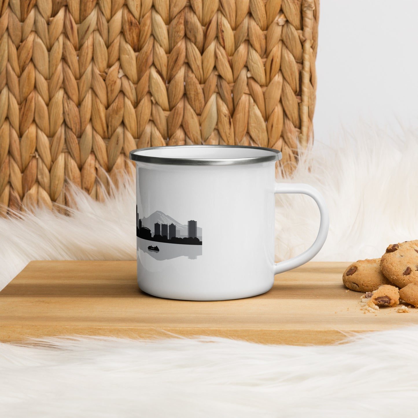 Seattle Washington City Skyline Enamel Mug