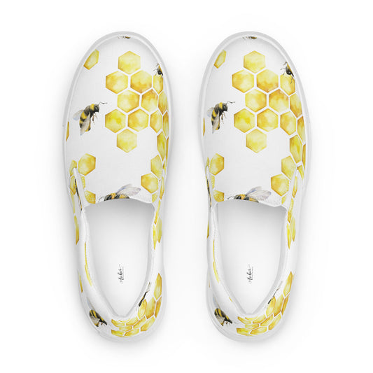 Honeycomb Bees Women’s slip-on canvas shoes